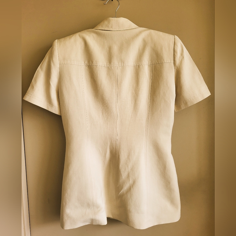 Evan Picone Cream Short-Sleeve Double-Breasted Blazer - Picture 5 of 14